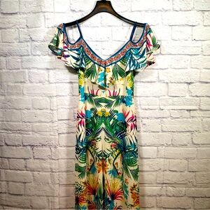Flying Tomato Colorful Tropical Print Jumpsuit Size Small